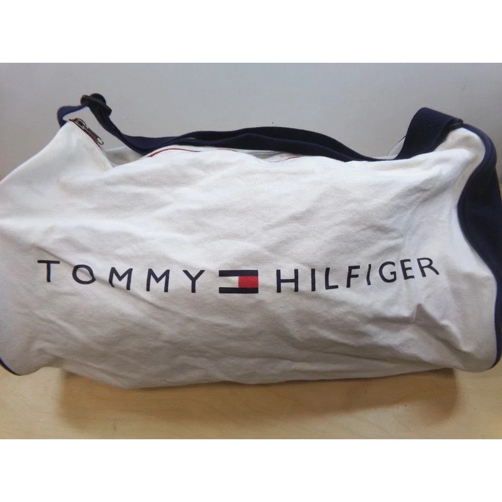 Tommy Hilfiger Vintage Classic White Travel Duffle Weekender‎ Gym Bag Carry On
